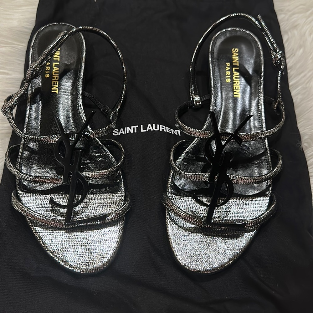 Ysl sandals in black and silver